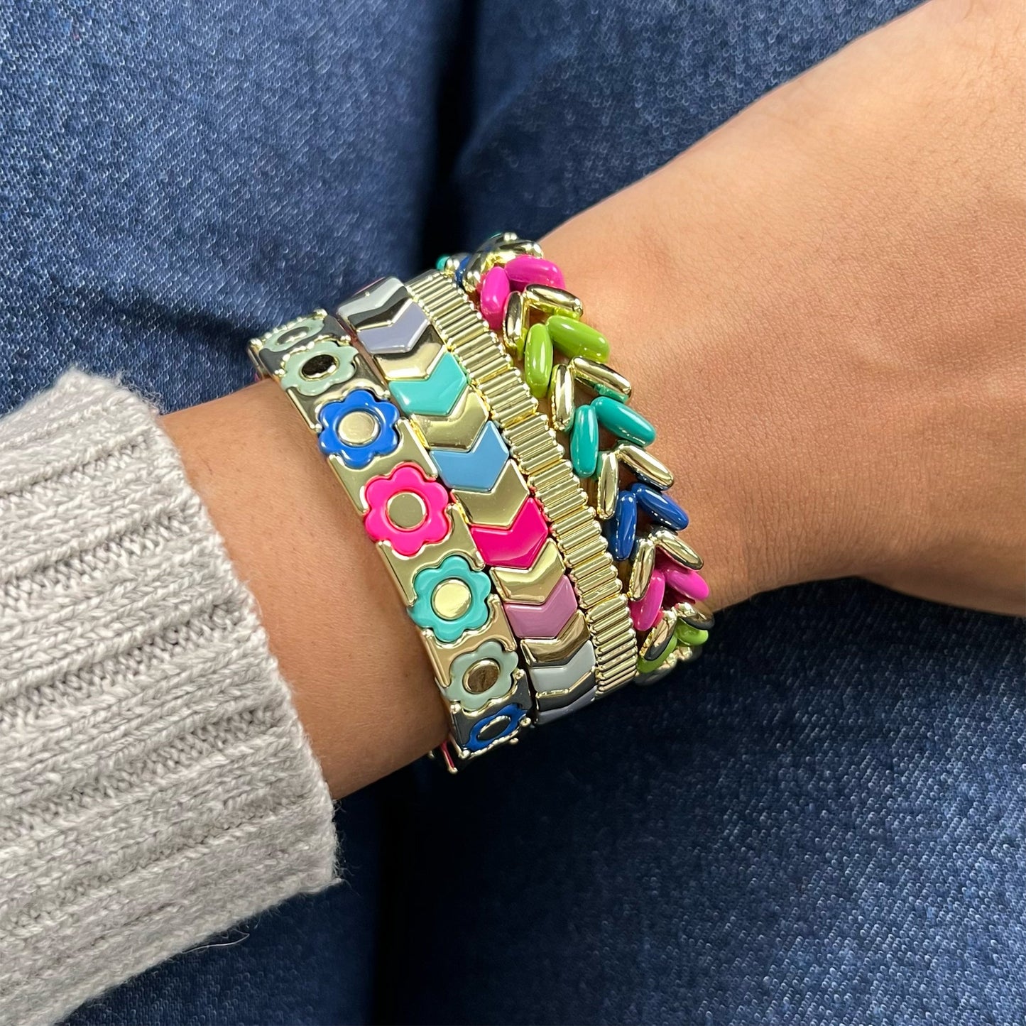 Groovy Enamel Bracelet | Gold | Thin
