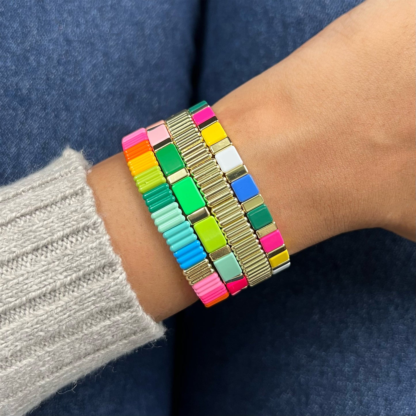 Groovy Enamel Bracelet | Gold | Thick