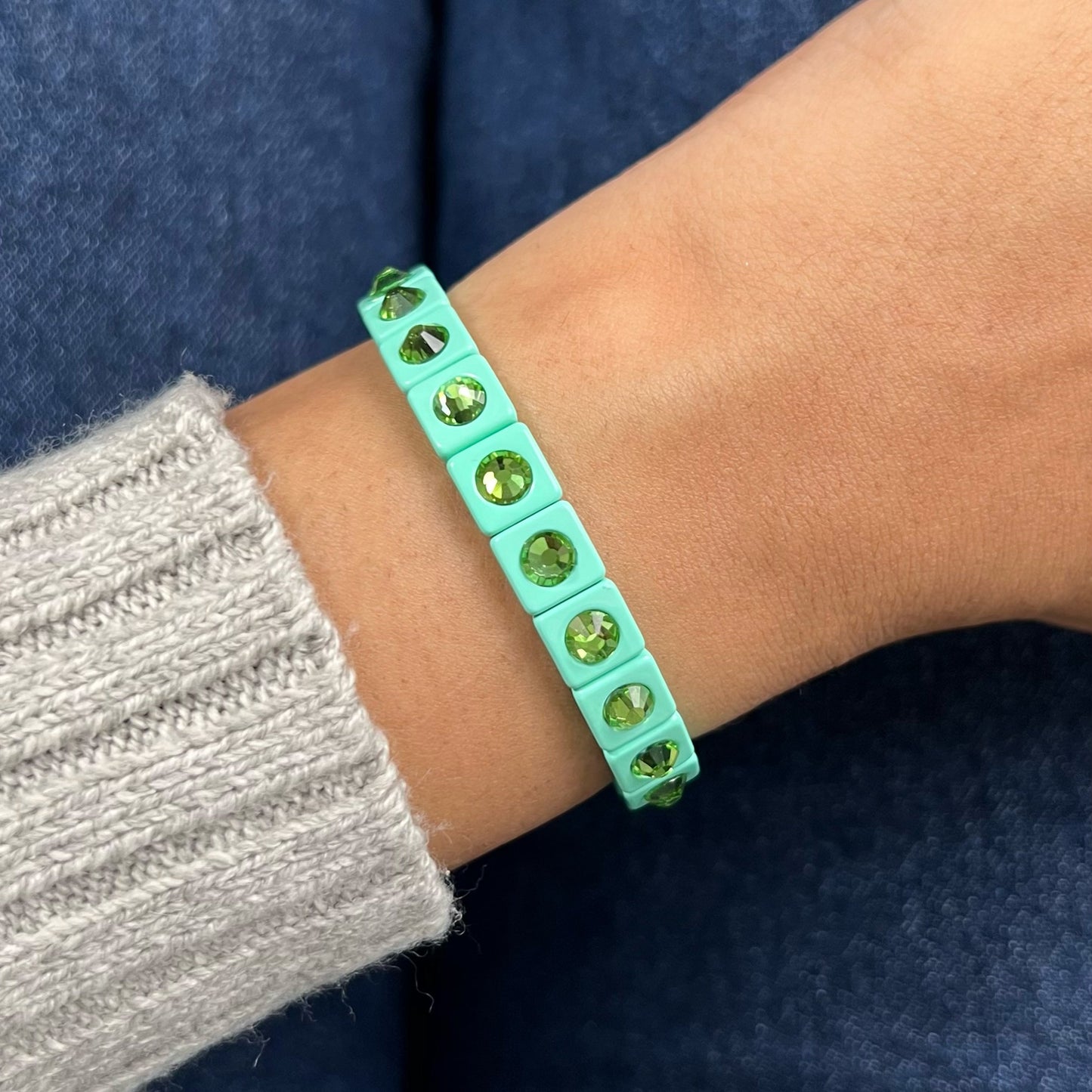 Bling Enamel Crystal Bracelet | Pastel Green