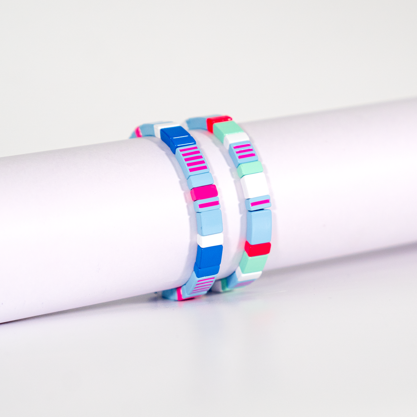 Candy Striped Enamel Bracelet | Mint